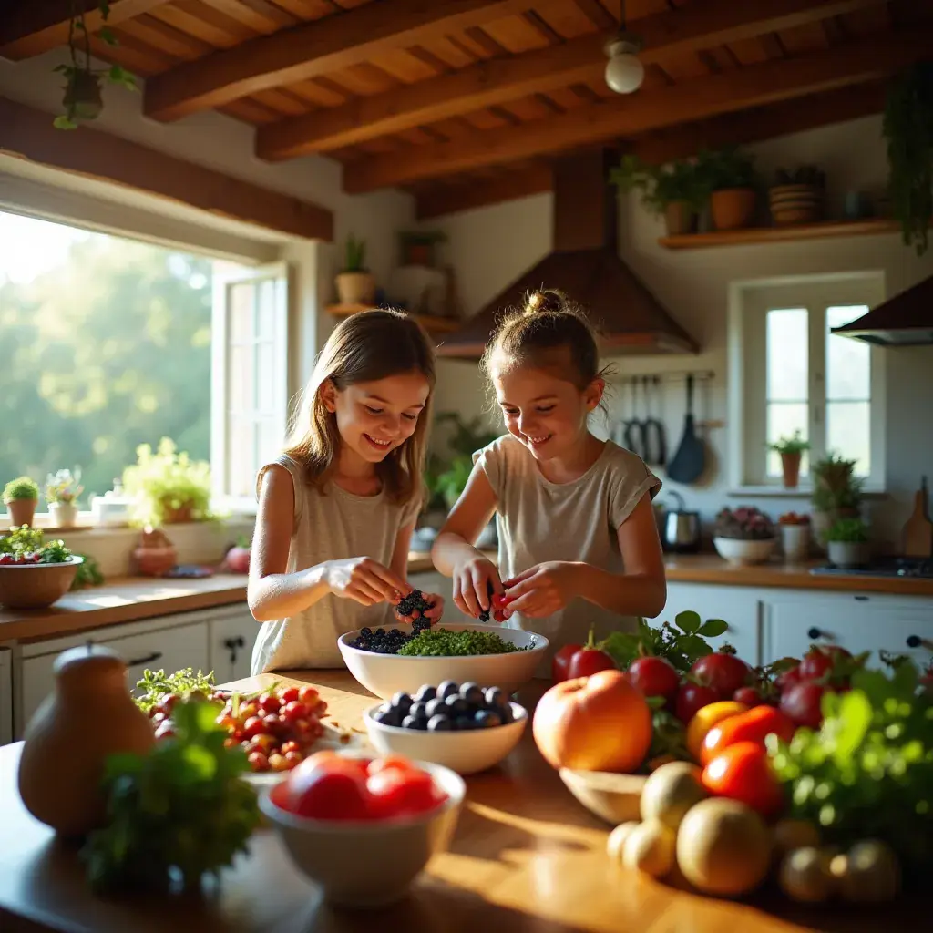 Un vaso de batido de arándano y acai, decorado con hojas verdes frescas.