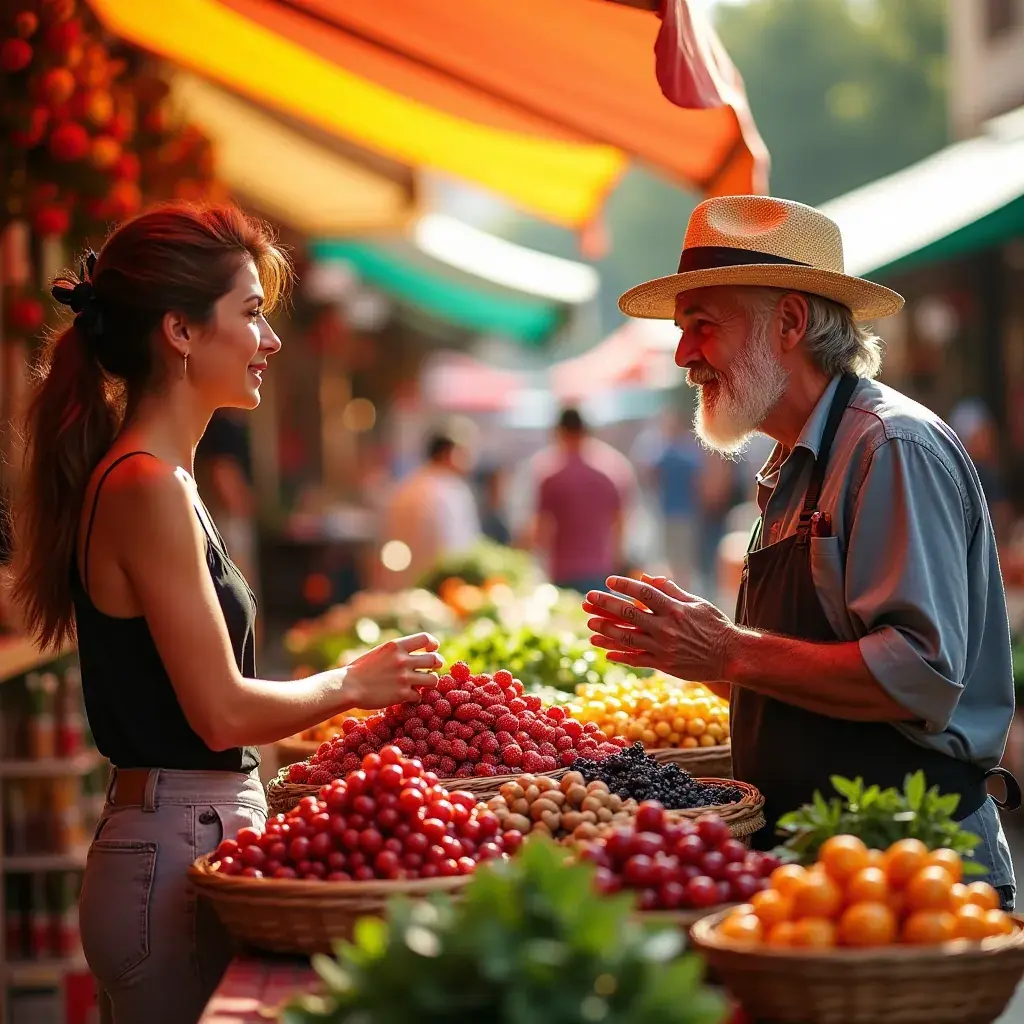 Arándanos frescos y acai dispuestos artísticamente sobre una mesa de madera.