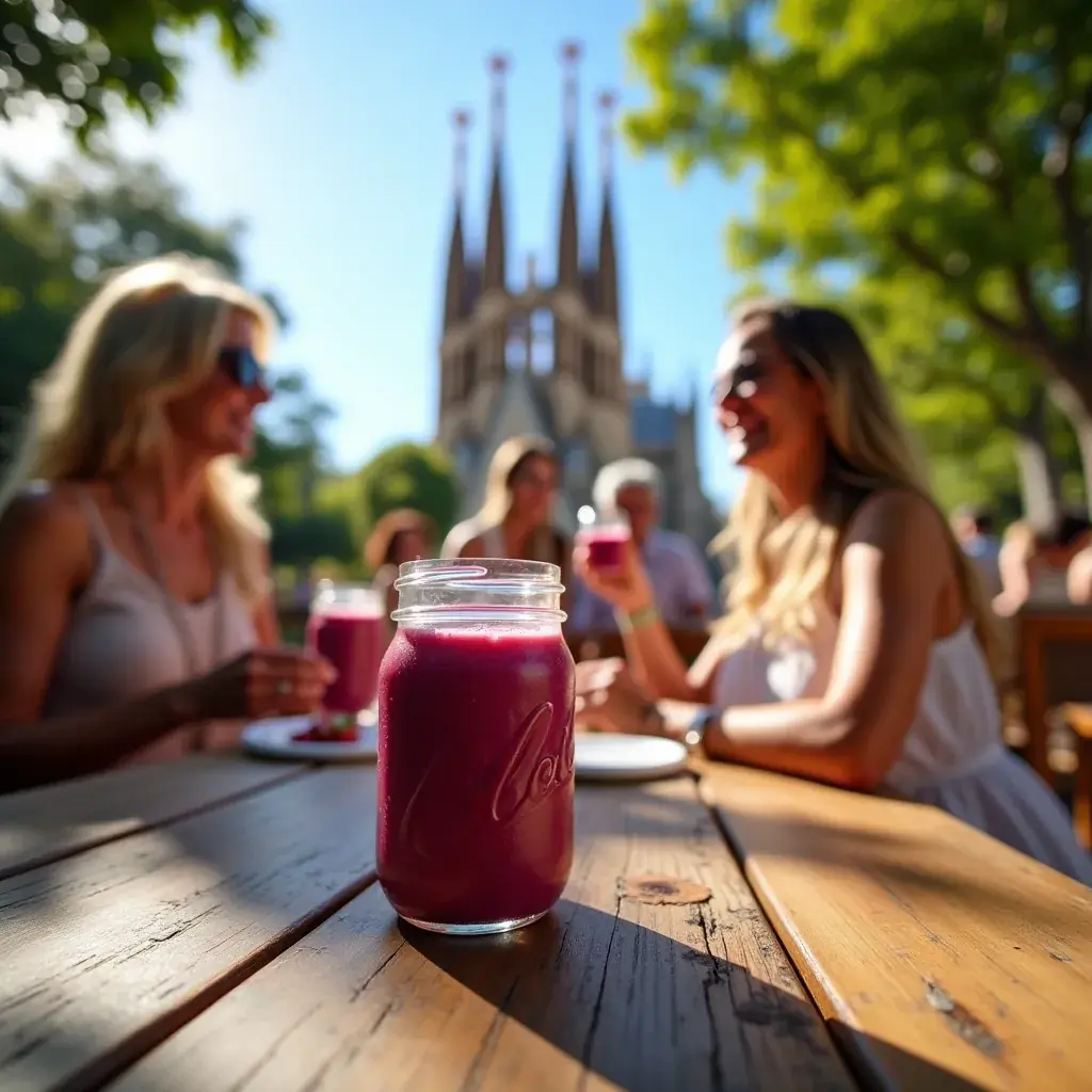 Bolsita de mezcla antioxidante con arándanos y acai en un fondo natural.